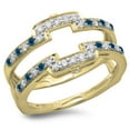 thumbnail image 1 of Dazzlingrock Collection 0.50 Carat (ctw) 10K Blue & White Diamond Ladies Wedding Double Ring 1/2 CT, Yellow Gold, Size 8.5, 1 of 1