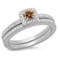 thumbnail image 1 of Dazzlingrock Collection 0.50 Carat (ctw) 10K Champagne & White Diamond Halo Engagement Ring Set 1/2 CT, White Gold, Size 8.5, 1 of 1