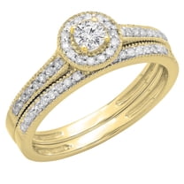 Dazzlingrock Collection 0.50 Carat (ctw) 10K Diamond Ladies Halo Style Bridal Engagement Ring Set 1/2 CT, Yellow Gold, Size 5