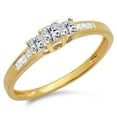 thumbnail image 1 of Dazzlingrock Collection 0.50 Carat (ctw) 10K Princess Cut Diamond Ladies 3 Stone Engagement Ring 1/2 CT, Yellow Gold, Size 9, 1 of 1