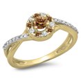 thumbnail image 1 of Dazzlingrock Collection 0.50 Carat (ctw) 10K Round Champagne & White Diamond Halo Engagement Ring 1/2 CT, Yellow Gold, Size 7, 1 of 1