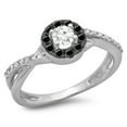 thumbnail image 1 of Dazzlingrock Collection 0.50 Carat (ctw) 10K Round Cut Black & White Diamond Halo Engagement Ring 1/2 CT, White Gold, Size 6, 1 of 1