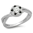 thumbnail image 1 of Dazzlingrock Collection 0.50 Carat (ctw) 10K Round Cut Black & White Diamond Halo Engagement Ring 1/2 CT, White Gold, Size 7.5, 1 of 1