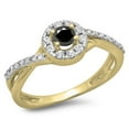 thumbnail image 1 of Dazzlingrock Collection 0.50 Carat (ctw) 10K Round Cut Black & White Diamond Halo Engagement Ring 1/2 CT, Yellow Gold, Size 9, 1 of 1
