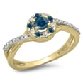 thumbnail image 1 of Dazzlingrock Collection 0.50 Carat (ctw) 10K Round Cut Blue & White Diamond Halo Engagement Ring 1/2 CT, Yellow Gold, Size 6, 1 of 1