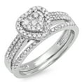 thumbnail image 1 of Dazzlingrock Collection 0.50 Carat (ctw) 10K Round Cut Diamond Ladies Split Shank Heart Shaped Bridal Engagement Ring With Matching Band Set 1/2 CT, White Gold, Size 8, 1 of 1