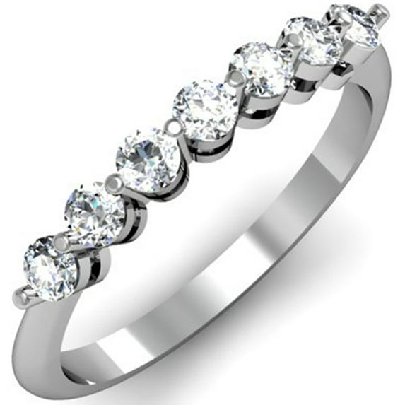 Dazzlingrock Collection 0.50 Carat (ctw) 10K Round Diamond Ladies 7 Stones Wedding Band Ring 1/2 CT, White Gold, Size 8