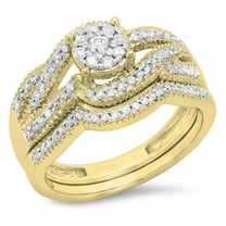 Dazzlingrock Collection 0.50 Carat (ctw) 10K Round Diamond Split Shank Bridal Engagement Ring Set 1/2 CT, Yellow Gold, Size 9