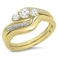 thumbnail image 1 of Dazzlingrock Collection 0.50 Carat (ctw) 10K Round Diamond Swirl 3 Stone Bridal Engagement Ring Set 1/2 CT, Yellow Gold, Size 6, 1 of 1