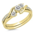 thumbnail image 1 of Dazzlingrock Collection 0.50 Carat (ctw) 10K Round Diamond Swirl 3 Stone Engagement Ring Set 1/2 CT, Yellow Gold, Size 10, 1 of 4