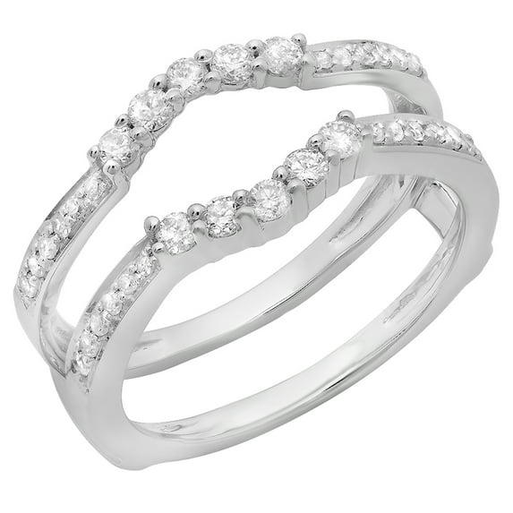 Dazzlingrock Collection 0.50 Carat (ctw) 10K Round Diamond Wedding 5 Stone Enhancer Guard Ring 1/2 CT, White Gold, Size 7