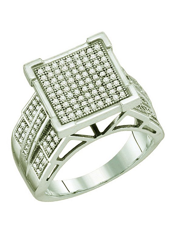 Collection 0.50 Carat (ctw) 10K Round White Diamond Micro Pave Ladies Bridal Engagement Ring 1/2 CT, White Gold