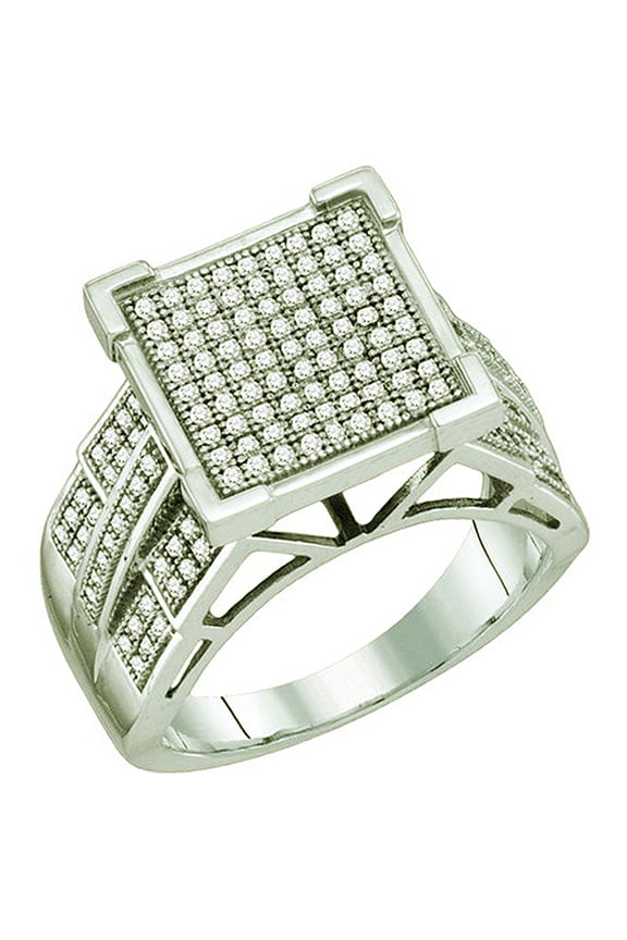 Collection 0.50 Carat (ctw) 10K Round White Diamond Micro Pave Ladies Bridal Engagement Ring 1/2 CT, White Gold