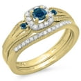 thumbnail image 1 of Dazzlingrock Collection 0.50 Carat (ctw) 10K White & Blue Diamond Halo Bridal Engagement Ring Set 1/2 CT, Yellow Gold, Size 5.5, 1 of 1
