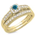 thumbnail image 1 of Dazzlingrock Collection 0.50 Carat (ctw) 10K White & Blue Diamond Halo Engagement Bridal Ring Set 1/2 CT, Yellow Gold, Size 5, 1 of 1