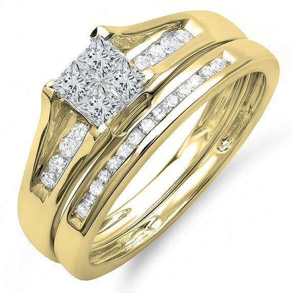 Dazzlingrock Collection 0.50 Carat (ctw) 10K White Diamond Ladies Bridal Engagement Ring Set 1/2 CT, Yellow Gold, Size 5