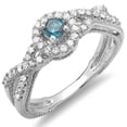 thumbnail image 1 of Dazzlingrock Collection 0.50 Carat (ctw) 10k Blue And White Diamond Halo Split Shank Bridal Ring 1/2 CT, White Gold, Size 7.5, 1 of 1