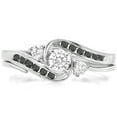 thumbnail image 1 of Dazzlingrock Collection 0.50 Carat (ctw) 10k Round Black And White Diamond Ladies Swirl Bridal Engagement Ring Matching Band Set 1/2 CT, White Gold, Size 8, 1 of 1