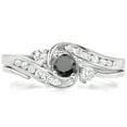 thumbnail image 1 of Dazzlingrock Collection 0.50 Carat (ctw) 10k Round Black And White Diamond Ladies Swirl Bridal Engagement Ring Matching Band Set 1/2 CT, White Gold, 1 of 1