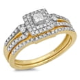thumbnail image 1 of Dazzlingrock Collection 0.50 Carat (ctw) 10k Round & Princess Diamond Ladies Bridal Engagement Ring Matching Band Set 1/2 CT, Yellow Gold, Size 5, 1 of 1