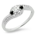 thumbnail image 1 of Dazzlingrock Collection 0.50 Carat (ctw) 14K Black & White Diamond Bridal 3 Stone Engagement Ring 1/2 CT, White Gold, Size 8, 1 of 1
