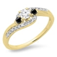 thumbnail image 1 of Dazzlingrock Collection 0.50 Carat (ctw) 14K Black & White Diamond Bridal 3 Stone Engagement Ring 1/2 CT, Yellow Gold, Size 9.5, 1 of 1