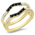 thumbnail image 1 of Dazzlingrock Collection 0.50 Carat (ctw) 14K Black & White Diamond Wedding Band 5 Stone Guard Ring 1/2 CT, Yellow Gold, Size 4, 1 of 1