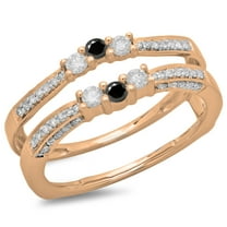 Dazzlingrock Collection 0.50 Carat (ctw) 14K Black & White Diamond Wedding Enhancer Guard Band 1/2 CT, Rose Gold, Size 6.5