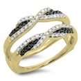 thumbnail image 1 of Dazzlingrock Collection 0.50 Carat (ctw) 14K Black & White Diamond Wedding Guard Double Band 1/2 CT, Yellow Gold, Size 7.5, 1 of 1