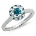 thumbnail image 1 of Dazzlingrock Collection 0.50 Carat (ctw) 14K Blue & White Diamond Bridal Halo Engagement Ring 1/2 CT, White Gold, Size 7, 1 of 1