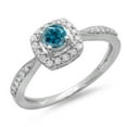thumbnail image 1 of Dazzlingrock Collection 0.50 Carat (ctw) 14K Blue & White Diamond Halo Bridal Engagement Ring 1/2 CT, White Gold, Size 10, 1 of 1