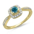 thumbnail image 1 of Dazzlingrock Collection 0.50 Carat (ctw) 14K Blue & White Diamond Halo Bridal Engagement Ring 1/2 CT, Yellow Gold, Size 7.5, 1 of 1
