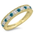 thumbnail image 1 of Dazzlingrock Collection 0.50 Carat (ctw) 14K Blue & White Diamond Millgrain Wedding Stackable Band 1/2 CT, Yellow Gold, Size 4, 1 of 1