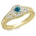 thumbnail image 1 of Dazzlingrock Collection 0.50 Carat (ctw) 14K Blue & White Diamond Vintage Halo Engagement Ring 1/2 CT, Yellow Gold, Size 5, 1 of 1