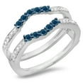 thumbnail image 1 of Dazzlingrock Collection 0.50 Carat (ctw) 14K Blue & White Diamond Wedding Band 5 Stone Guard Ring 1/2 CT, White Gold, Size 6, 1 of 1