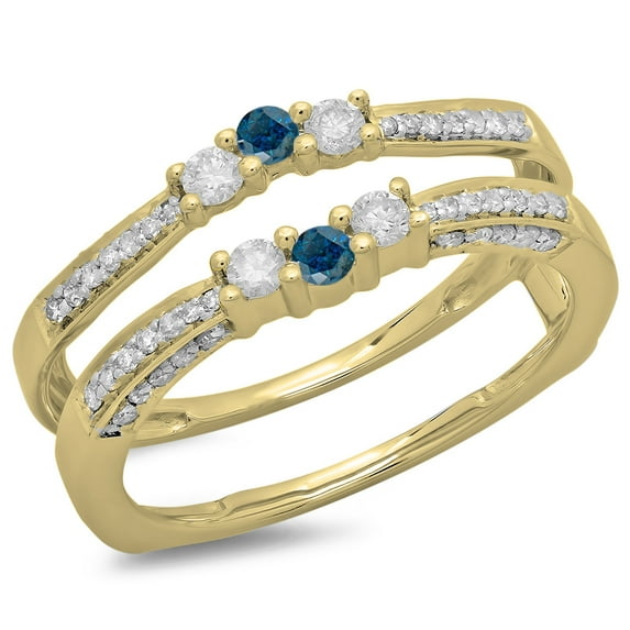 Dazzlingrock Collection 0.50 Carat (ctw) 14K Blue & White Diamond Wedding Band Enhancer Guard Ring 1/2 CT, Yellow Gold, Size 7