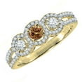 thumbnail image 1 of Dazzlingrock Collection 0.50 Carat (ctw) 14K Champagne & White Diamond 3 Stone Engagement Ring 1/2 CT, Yellow Gold, Size 4.5, 1 of 1