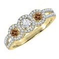thumbnail image 1 of Dazzlingrock Collection 0.50 Carat (ctw) 14K Champagne & White Diamond 3 Stone Engagement Ring 1/2 CT, Yellow Gold, Size 6.5, 1 of 1