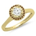thumbnail image 1 of Dazzlingrock Collection 0.50 Carat (ctw) 14K Champagne & White Diamond Bridal Halo Engagement Ring 1/2 CT, Yellow Gold, Size 6, 1 of 1
