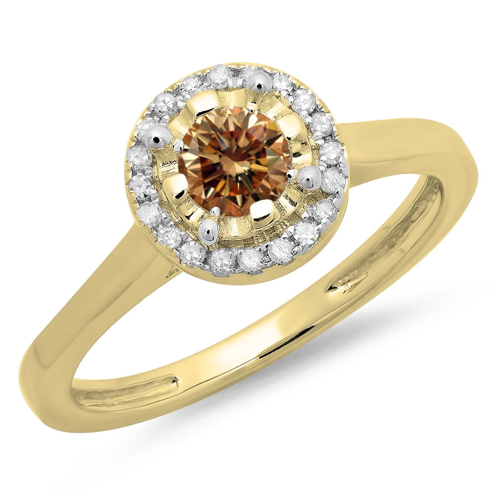 Dazzlingrock Collection 0.50 Carat Round Diamond Circle Pendant - 10K Yellow Gold With Chain