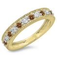 thumbnail image 1 of Dazzlingrock Collection 0.50 Carat (ctw) 14K Champagne & White Diamond Millgrain Wedding Band 1/2 CT, Yellow Gold, Size 6, 1 of 1
