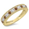 thumbnail image 1 of Dazzlingrock Collection 0.50 Carat (ctw) 14K Champagne & White Diamond Millgrain Wedding Band 1/2 CT, Yellow Gold, Size 9, 1 of 1