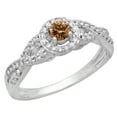 thumbnail image 1 of Dazzlingrock Collection 0.50 Carat (ctw) 14K Champagne & White Diamond Swirl Halo Engagement Ring 1/2 CT, White Gold, Size 8.5, 1 of 1