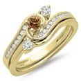 thumbnail image 1 of Dazzlingrock Collection 0.50 Carat (ctw) 14K Champagne & White Diamond Twisted Engagement Ring Set 1/2 CT, Yellow Gold, Size 5.5, 1 of 1