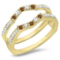 Dazzlingrock Collection 0.50 Carat (ctw) 14K Champagne & White Diamond Wedding Band 5 Stone Ring 1/2 CT, Yellow Gold, Size 4