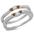 thumbnail image 1 of Dazzlingrock Collection 0.50 Carat (ctw) 14K Champagne & White Diamond Wedding Enhancer Guard Band 1/2 CT, White Gold, Size 4, 1 of 1