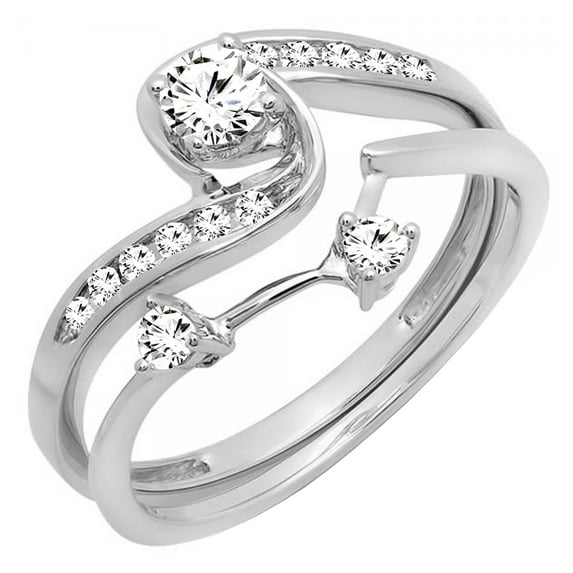 Dazzlingrock Collection 0.50 Carat (ctw) 14K Diamond Ladies Swirl Bridal Engagement Ring Set 1/2 CT, White Gold, Size 6.5