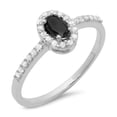 thumbnail image 1 of Dazzlingrock Collection 0.50 Carat (ctw) 14K Oval Cut Black & Round White Diamond Engagement Ring 1/2 CT, White Gold, Size 8.5, 1 of 4