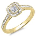 thumbnail image 1 of Dazzlingrock Collection 0.50 Carat (ctw) 14K Princess & Round Diamond Halo Bridal Engagement Ring 1/2 CT, Yellow Gold, Size 7, 1 of 1