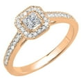 thumbnail image 1 of Dazzlingrock Collection 0.50 Carat (ctw) 14K Princess & Round Diamond Ladies Engagement Ring 1/2 CT, Rose Gold, Size 6, 1 of 5